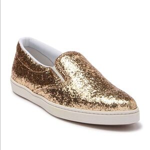 Tomas Maier Gold Glitter Slip On Sneakers 10.5